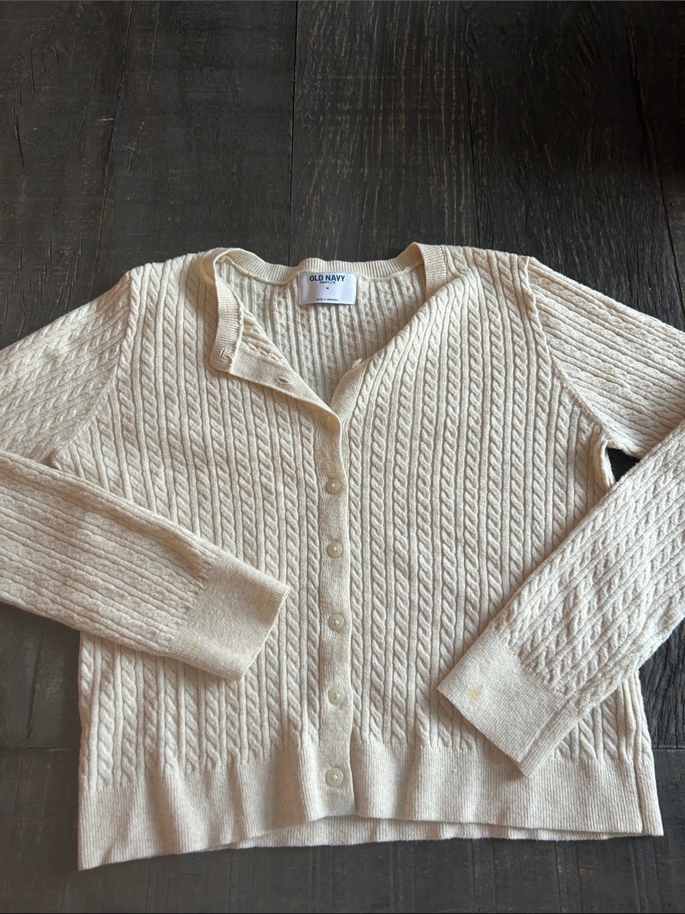 Old Navy Cream Cable-Knit Button-Up Cardigan Sweater